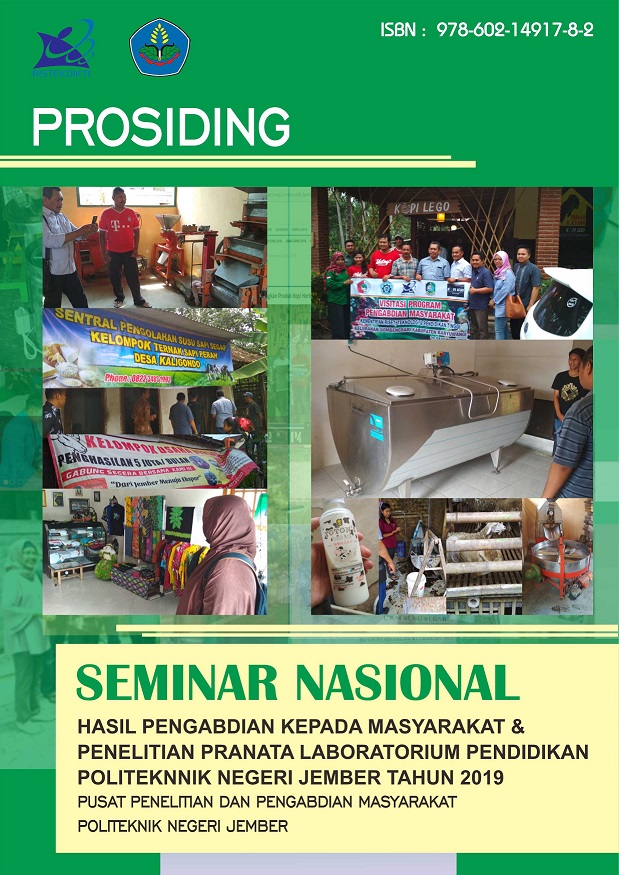 					View Vol. 3 No. 2 (2019): Prosiding Seminar Nasional Pengabdian Kepada Masyarakat dan Penelitian Pranata Laboratorium Pendidikan Politeknik Negeri Jember Tahun 2019
				